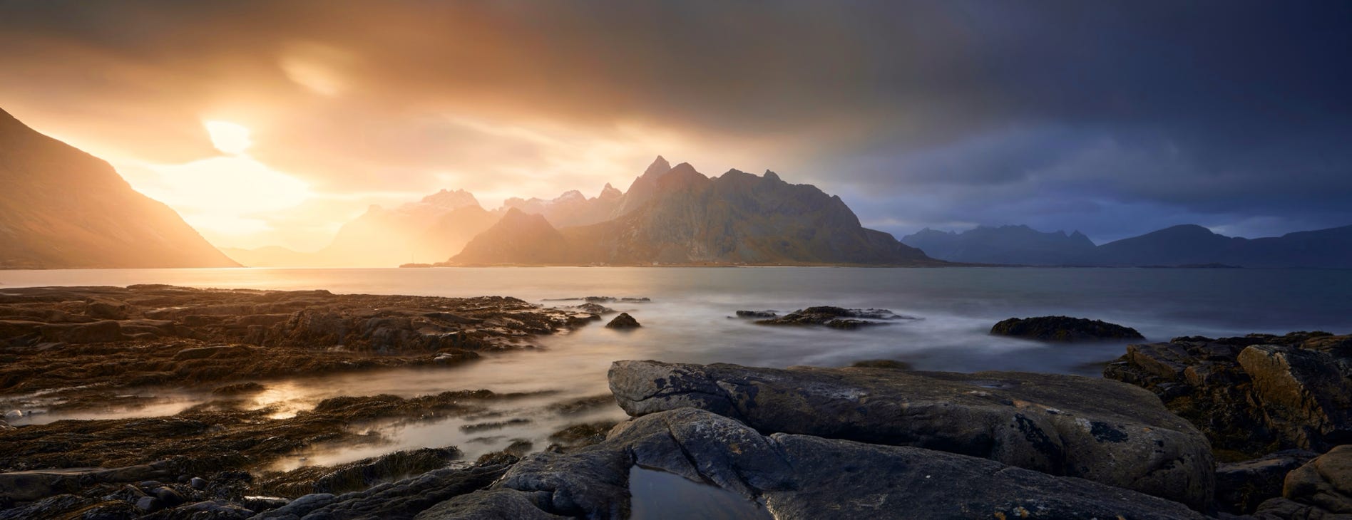 Breathtaking sunset on the Lofoten island 